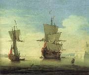 Monamy, Peter A fifty gun two-decker,at sea near a coast oil painting artist